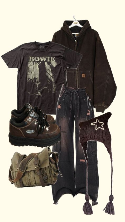 brown grunge fit <333 #grunge outfits #fitsinpo #whynot Brown Grunge, Grunge Fits, Nyc Outfits, Alt Clothes, Outfit Collage, Streetwear Fashion Women, Grunge Aesthetic, Dream Clothes, Grunge Outfits