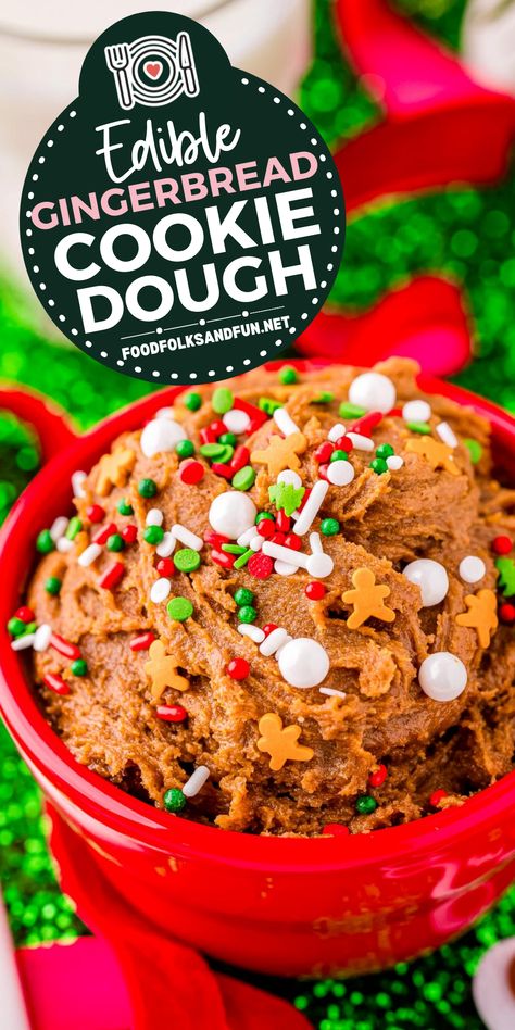 But with this Edible Gingerbread Cookie Dough Recipe, you can eat the cookie dough without the guilt! And it tastes delicious too! Gingerbread Cookie Dough Recipe, Gingerbread Cookie Dough, Cookie Dough To Eat, Edible Cookie Dough Recipe, Gingerbread Dough, Soft Gingerbread Cookies, Best Christmas Recipes, Cookie Dough Recipes, Edible Cookies