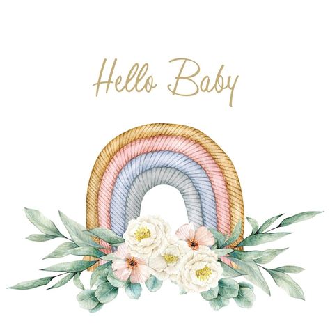 Design For Cards, Baby Shower Souvenirs, Eucalyptus Wedding Invitation, Floral Composition, Printing Logo, Drawing Clipart, Floral Image, Hello Baby, Printable Stickers