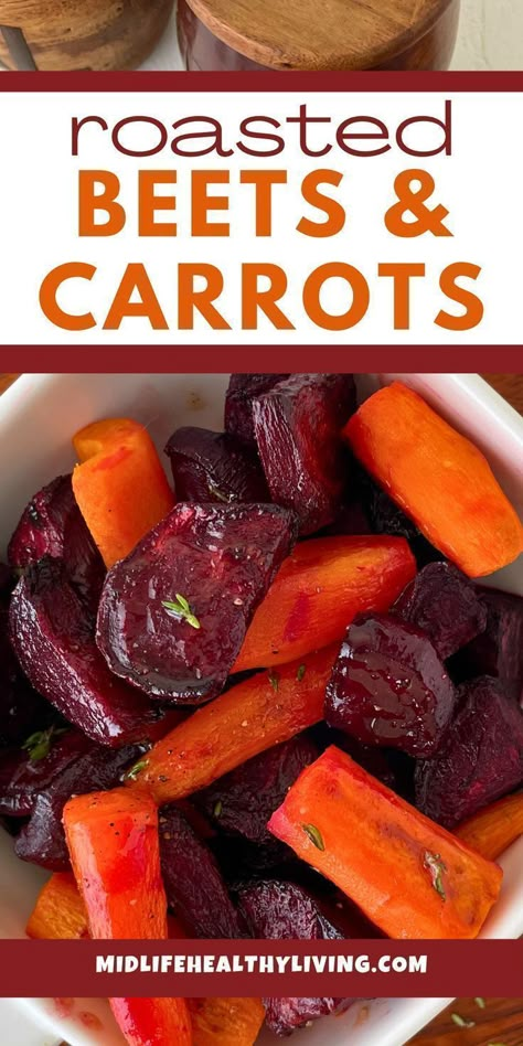 Roasted beets and carrots make the best side dish that's packed with flavor. This side is made with simple ingredients that come together to make an easy Christmas holiday side. This dish is made with carrots, beets, honey, oil, salt, pepper, and thyme, all of which come together to make a flavorful side that kids and adults will love. Try this side dish recipe today! Roasted Beats, Jewish Embroidery, Roasting Beets In Oven, Beets And Carrots, Dairy Free Thanksgiving, Roasted Beets And Carrots, Carrot Dishes, Beets Carrots, Best Side Dish