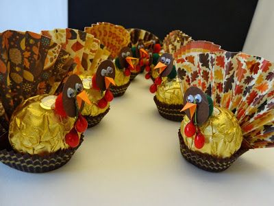 These started out as a very simple idea to turn Ferrero Rocher chocolates into pumpkins.  You know, just real quick, add a little stem an... Thanksgiving Candy Crafts, Thanksgiving Food Crafts, Chocolate Turkey, Thanksgiving Candy, Treat Packaging, Thanksgiving Snacks, Thanksgiving Favors, Easy Thanksgiving Crafts, Thanksgiving Projects