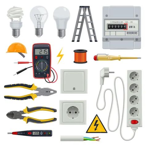 Power tools electric construction equipment Vector Image Islamic Surah, Family Projects, Engineering Tools, Electrician Tools, Professional Electrician, Electronics Projects Diy, Electric Tools, Electrical Tape, Plug Socket