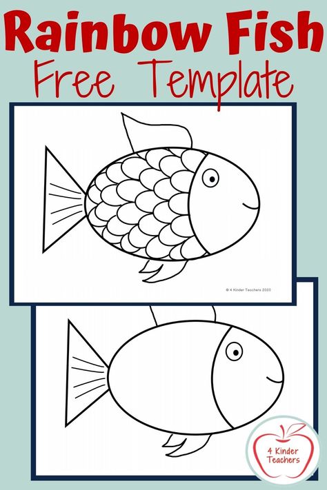 Here are some fun, free rainbow fish templates to use with The Rainbow Fish or any other Fish book. Click to read our blog: Fun, Really Fun, Rainbow Fish Activities for more detailed information and great ideas on how to have a Rainbow Fish Day. We include two free rainbow fish art activities and a printable for a kid-friendly recipe for a yummy Rainbow Fish snack. Rainbow Fish And The Big Blue Whale Activities, Preschool Fish Template Free Printable, Preschool Rainbow Fish Crafts, Rainbow Fish Worksheets Free Printable, Rainbow Fish Book Activities, Rainbow Fish Playdough, Kindergarten Fish Art, Prek Fish Craft, Rainbow Fish Worksheet