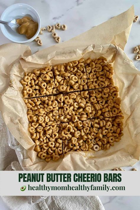 Cheerio Breakfast Bars Healthy, Cheerio Bars Healthy, Cheerios Bars Healthy, Peanut Butter Bars Healthy, Cheerios Bars, Cheerios Snacks, Peanut Butter Cereal Bars, Peanut Butter Substitute, Cheerios Recipes