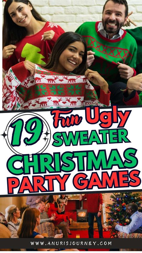 19 Hilarious Ugly Sweater Games To Rock This Holiday Minute To Win It Games Christmas, Christmas Minute To Win It, Minute To Win It Christmas, Christmas Party Games For Groups, Funny Christmas Party Games, Games For Christmas, Christmas Games To Play, Christmas Party Games For Adults, Christmas Party Ideas For Teens