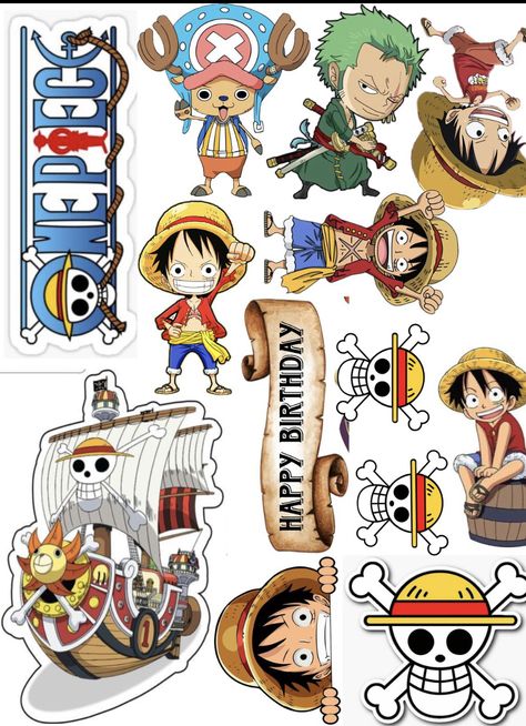 One Piece Anime Cookies, One Piece Topper Printable, One Piece Party Theme, One Piece Theme Cake, One Piece Cake Topper Printable, One Piece Stickers Printable, One Piece Cake Topper, One Piece Birthday Theme, One Piece Birthday Theme Party Ideas