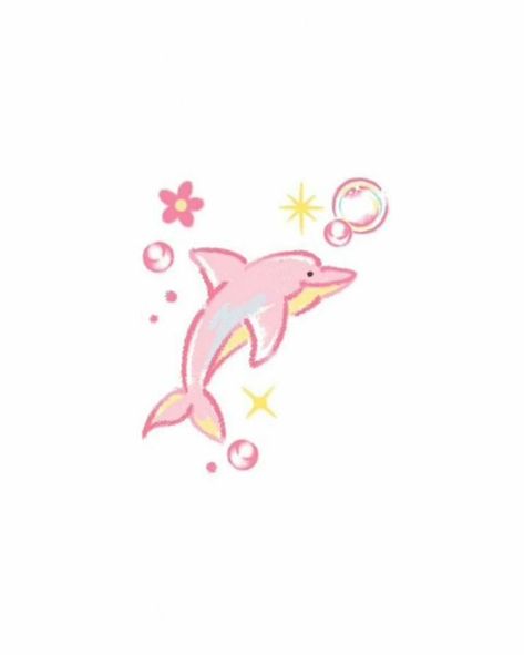 Pink Dolphin Tattoo, Barbie Painting, Dolphin Drawing, Iphone Wallpaper Bright, Dolphins Tattoo, Ocean Drawing, Jellyfish Art, Art Sketches Doodles, Cute Little Tattoos