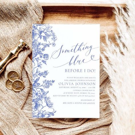 $2.04 | Something Blue Before I do Bridal Shower Invite #something blue before i do, bridal shower invitation, something blue, blue bridal shower invitations, blue and white, vintage botanical, watercolor, elegant, flowers, calligraphy Something Blue Crew, Blue Bridal Shower Invitations, Romantic Bridal Shower, Bridesmaid Proposal Card, Spring Bridal Shower, Summer Bridal Showers, Blue Bridal Shower, Be My Bridesmaid Cards, Bridesmaid Proposal Cards