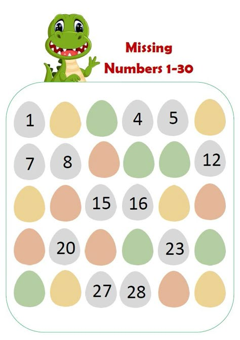 Missing Number 1 To 30 Worksheet, Missing Numbers 1-30 Worksheets, Numbers 1-30 Activities, Numbers 1-30 Worksheets, 1 To 30 Worksheet, Missing Number Worksheets Kindergarten, Dinosaur Worksheets Free Printable, Missing Numbers Kindergarten, Missing Numbers Worksheet