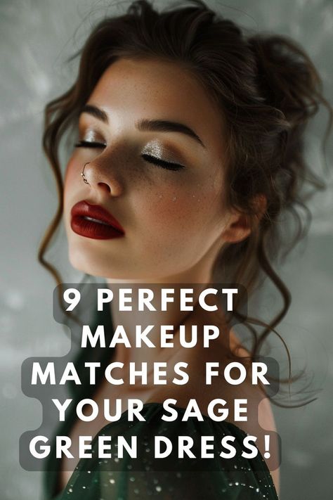 Curious how to enhance that chic sage green dress with makeup? Click to uncover the best color palettes and tips! 💚👗 #MakeupForGreenDress #MakeupPalette #EventReady Mint Green And Rose Gold, Sage Color Dress, Green Dress Ideas, Green Dress Makeup, Best Color Palettes, Prom Makeup For Brown Eyes, Green Eyes Pop, Stunning Makeup Looks, Plum Lipstick