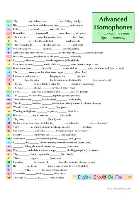 Homophones Worksheets, Advanced Grammar, Worksheets For Grade 3, Have Fun Teaching, English Grammar Worksheets, Grammar Practice, 2nd Grade Worksheets, Advanced English, Teacher Worksheets