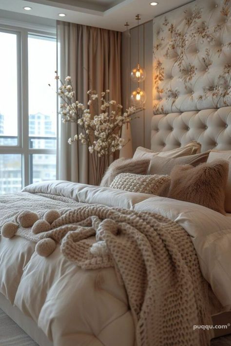 Master Bedrooms Decor Cozy Feminine, Plush Bedroom Ideas, Romantic Master Bedrooms Decor, Rustic Glam Bedroom, Cozy Glam Bedroom, Cozy Glam, Raising Arizona, Beige Decor, Bedroom 2024