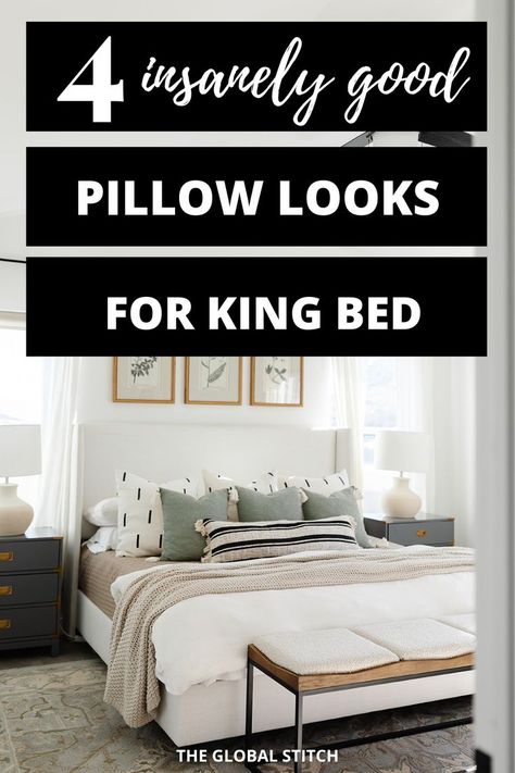 Diy Bedroom Decor For Small Rooms, King Size Bed Master Bedrooms, Bedroom Pillows Arrangement, Bed Pillow Styling, Bed Pillows King, Bed Pillow Arrangement, Beautiful Bed Designs, Bedroom Decoration Ideas, Bedroom Decor For Small Rooms