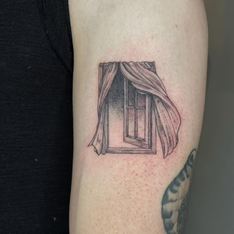 Tlou Window Tattoo, The Last Of Us Window Tattoo, Ghost In Window Tattoo, Vintage Window Tattoo, Window Pane Tattoo, Open Window Tattoo, Window Frame Tattoo, Window Tattoo Simple, Open Window Drawing