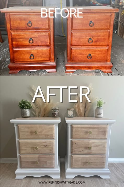 Upcycle Ideas Furniture, Wood Restoration Diy, Renewing Furniture Ideas, Upcycle Before And After, Redoing Old Furniture Before After, Diy Furniture Before And After, Redo Furniture Dressers, Upcycling Furniture Before And After, Before And After Refurbished Furniture