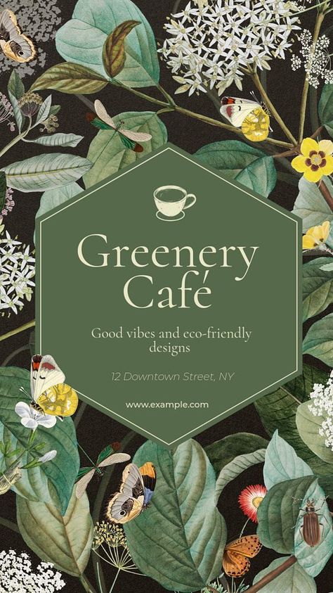 Green cafe Instagram story template, editable design | premium image by rawpixel.com / ton Cafe Instagram Story, Pretty Messages, Butterfly Food, Botanical Frame, Cafe Vintage, Green Cafe, About Butterfly, Food Vintage, Elements Design