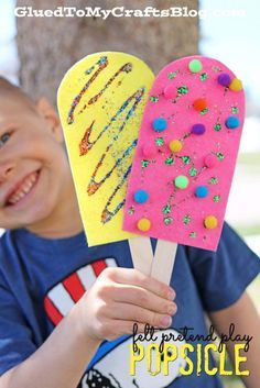 Felt Pretend Play Popsicle - Kid Craft Popsicle Crafts, Summer Preschool, Summer Crafts For Kids, Daycare Crafts, Toddler Art, Camping Crafts, Themed Crafts, Easy Crafts For Kids, Preschool Art