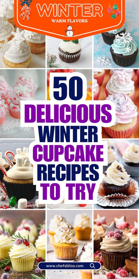 Winter is the perfect time to indulge in cozy, festive treats, and cupcakes are an ideal choice for adding a bit of seasonal sweetness to your celebrations. With warming flavors like spiced gingerbread, rich chocolate, peppermint, and eggnog, these 50+ winter cupcake recipes are sure to bring joy to any gathering. From beautifully frosted delights to fun holiday-themed creations, this collection has something for every occasion, whether you're hosting a party, making gifts, or just treating yourself. Grab your baking supplies and enjoy these winter-inspired cupcake recipes that are as fun to make as they are to eat! January Cupcakes Ideas, Winter Cupcake Recipes, Winter Cupcake Decorating Ideas, Gnome Cupcakes Ideas, January Cupcakes, Winter Cupcake Flavors, Winter Cupcakes Decorating, Winter Themed Cupcakes, Winter Muffins