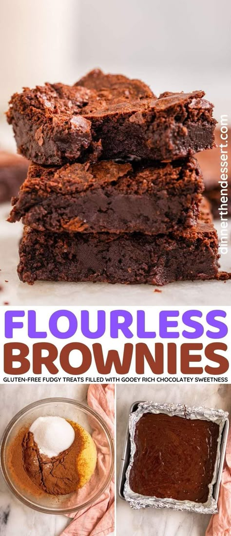 Coco Powder Recipes, Brownie Recipe With Cocoa, Flourless Chocolate Brownies, Flourless Brownie Recipe, Flourless Brownie, Gluten Free Brownies Recipe, Flourless Desserts, White Chocolate Desserts, Cocoa Powder Brownies