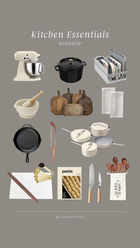 Kitchen Essentials : Our Must Haves | Laine and Layne Cream Kettle, Kitchen Essentials List, Best Kitchen Gadgets, Marble Pastry Board, Coconut Bowls, Apartment Needs, Small Oven, How To Make Smoothies, Baking Essentials