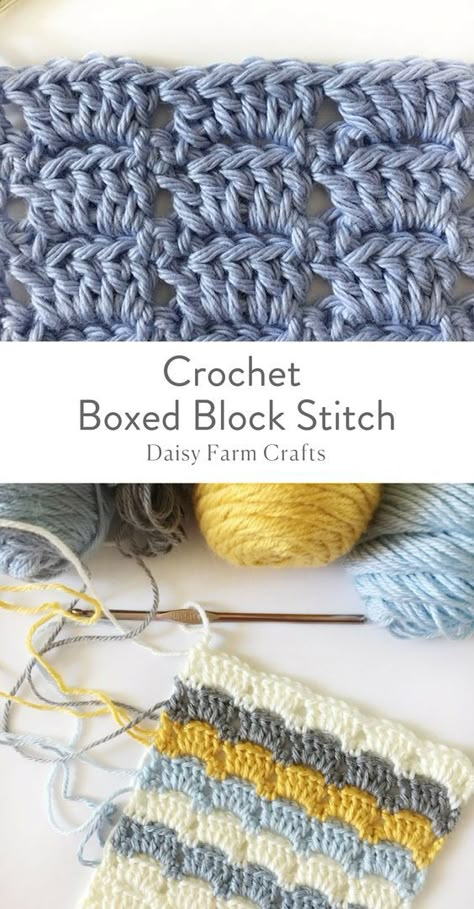 Pola Jaring, Block Stitch, Háčkované Lemy, Beau Crochet, Crochet Box, Confection Au Crochet, Crochet Blocks, Crochet Simple, Stitch Crochet