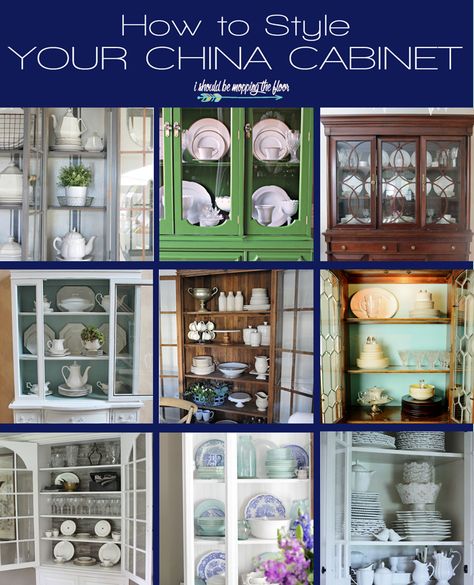 China Cabinet Styling Ideas | From traditional to modern to fun farmhouse styling...there's a china styling idea for everyone! Decorating Around A China Cabinet, Arranging China In A China Cabinet, Decorating A China Cabinet Ideas, Arrange China Cabinet Display, Casual China Cabinet Display, Grandmillenial China Cabinet, Organize China Cabinet Display, Organizing China Cabinet, Arranging China Cabinet Display