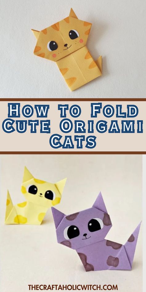 Unlock the world of origami crafting as you learn 2 quick techniques to fold adorable paper cats. Follow along with the tutorial and create your own cute feline friends! Only Paper Crafts, Easy Diy Origami, Diy Cat Gifts For People, Cheap Easy Crafts For Kids, Diy Crafts Printables, Cute Art And Craft Ideas With Paper, Fun Things To Do With Paper, Cute Easy Crafts With Paper, Things To Make Out Of Paper Easy