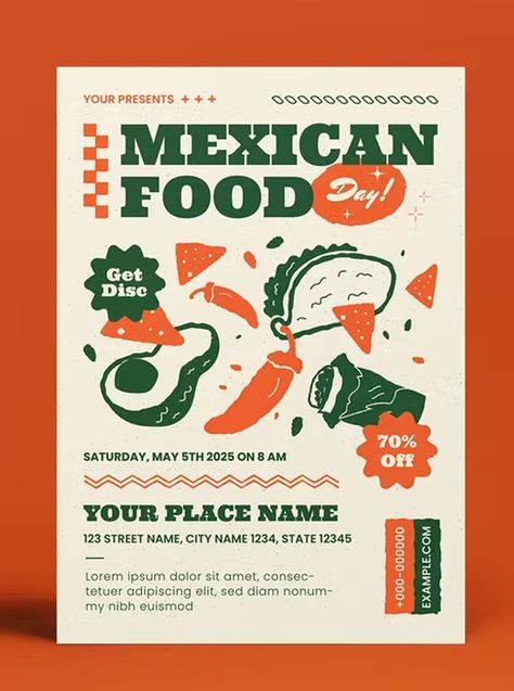 Food Sale Flyer, Mexican Graphic Design, Brochure Food, Menu Design Inspiration, Restaurant Poster, Restaurant Flyer, Food Menu Design, Food Graphic Design, Restaurant Menu Design