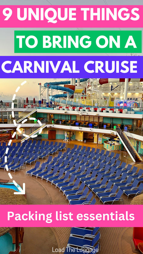 9 Unique things to bring on a Carnival Cruise - packing list essentials. Carnival Cruise With Kids, Carnival Elation Cruise, Cruise Checklist, Cruise Tips And Tricks, Carnival Cruise Tips, Carnival Dream, Carnival Sunshine, Cruise Secrets, Cruise Packing Tips