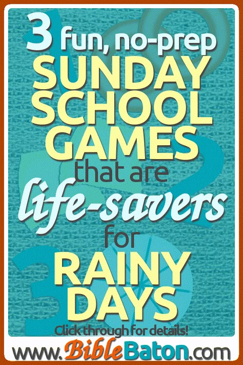 These no prep indoor Sunday School games for rainy days will save your skin when the sermon goes long and you're stuck inside. Your class will love these fun, active games! And because each game incorporates Scripture, children will also build their faith while they play. So make sure you have the game supplies ready for the next rainy day at church, so that you can use one of these easy no prep activity ideas for kids instead of being the helpless teacher who lets the class go wild! Sunday School Games Elementary Bible Activities, Middle School Sunday School Games, Sunday School Ice Breakers For Kids, Children's Church Games, First Day Of Sunday School Activities, End Of Year Sunday School Activities, Preschool Bible Games, Children Church Games, Rally Sunday School Ideas