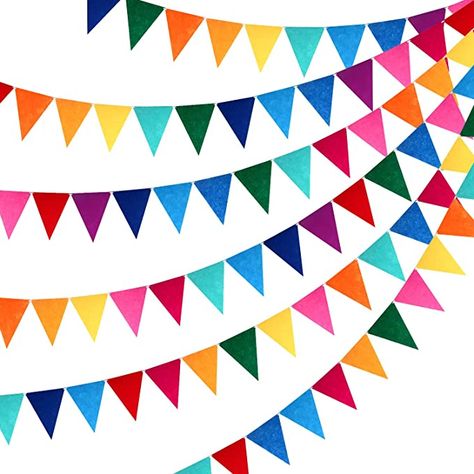 Fabric Pennant Banner, Rainbow Birthday Party Decorations, Theme Carnaval, Carnival Decorations, Rainbow Bunting, Party Girlande, Flag Garland, Pennant Flags, Carnival Birthday Parties