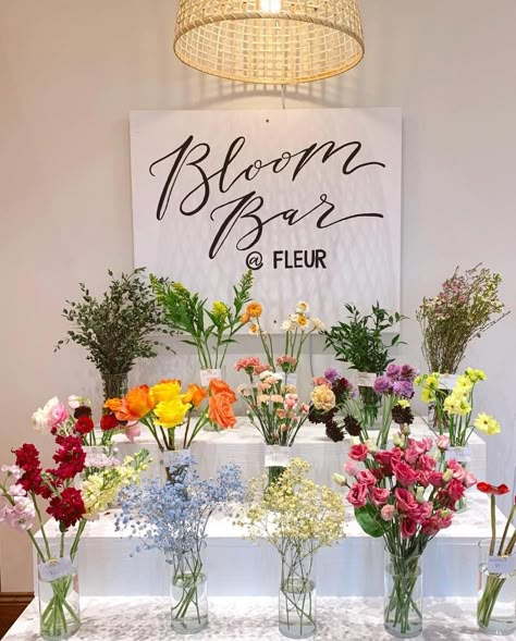 Build Your Own Bouquet, Bloom Bar, Love Is In Bloom, Flower Shop Interiors, Flower Shop Decor, Flower Shop Design, Bridal Shower Inspo, Love In Bloom, Spring Bridal Shower