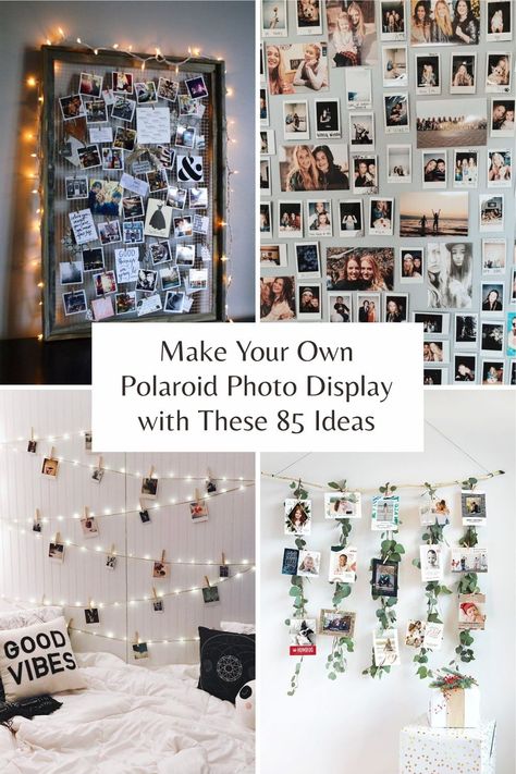 Although digital photography is something that existed now, the polaroid still becomes the trend that people loved. The instant photo printed product makes it possible for you to display it. #polaroidphoto #photodisplay #photogallery Diy Room Decor Photo Wall, Displaying Instax Photos, Hanging Photo Display Ideas, Mini Polaroid Display Ideas, Cute Way To Display Polaroid Pictures, Best Way To Display Photos, How To Hang Polaroid Pictures, Photo Wall Ideas Polaroid, How To Decorate With Photographs