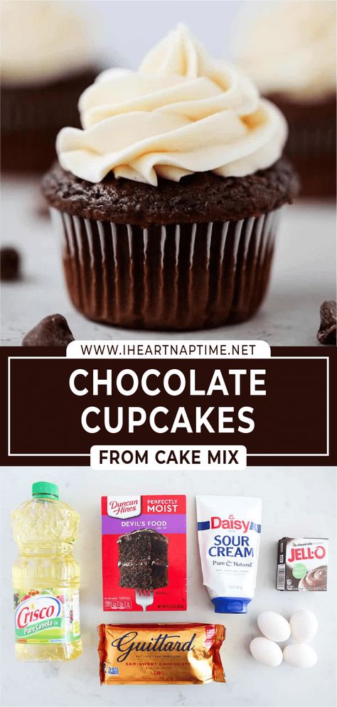 Best Chocolate Cupcakes Box Cake Mixes, Chocolate Cupcake Mix Recipe, Chocolate Cupcakes Using Box Cake, Chocolate Cupcakes From Box Instant Pudding, Boxed Chocolate Cupcakes, Chocolate Cupcake From Box Cake Mixes, Cake Mix Chocolate Cupcakes, Chocolate Velvet Cupcakes, Box Chocolate Cupcakes