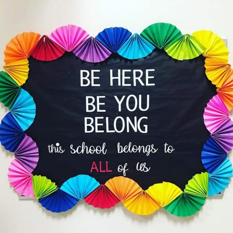 Belonging Bulletin Board Ideas, In This Room You Are Bulletin Board, We All Belong Bulletin Board, School Counselor Office Bulletin Board, Board Work For School, We Are A Bright Bunch Bulletin Board, Bulletin Board Ideas Inspirational, Resource Board Ideas, School Office Board Decoration Ideas