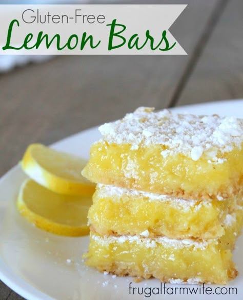 Gluten-Free Lemon Bars Recipe. These. Are. Amazing! Oh my word, something this delicious should NOT be so easy to make! Gluten Free Lemon Bars, Gluten Free Bars, Lemon Bars Recipe, Farm Wife, Gf Baking, Gluten Free Dessert, Gluten Free Sweet, Gf Desserts, Gluten Free Foods