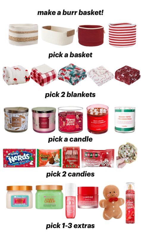 Cute Christmas Baskets For Best Friend, Christmas Gift Basket Ideas For Best Friend, Secrecy Santa Gifts, Things To Make Your Friends For Christmas, Christmas Basket Ideas For Best Friend, Gift Baskets Christmas Ideas, Good Cheap Christmas Gifts, Christmas Gift Ideas For Secret Santa, What To Get Kids For Christmas