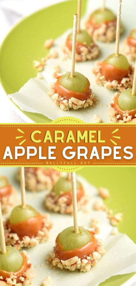 Caramel Apple Grapes Caramel Apple Grapes, Grape Recipe, Grape Appetizers, Apple Twist, Grape Snacks, Candied Grapes Recipe, Candied Fruit Recipes, Candied Grapes, Grape Recipes