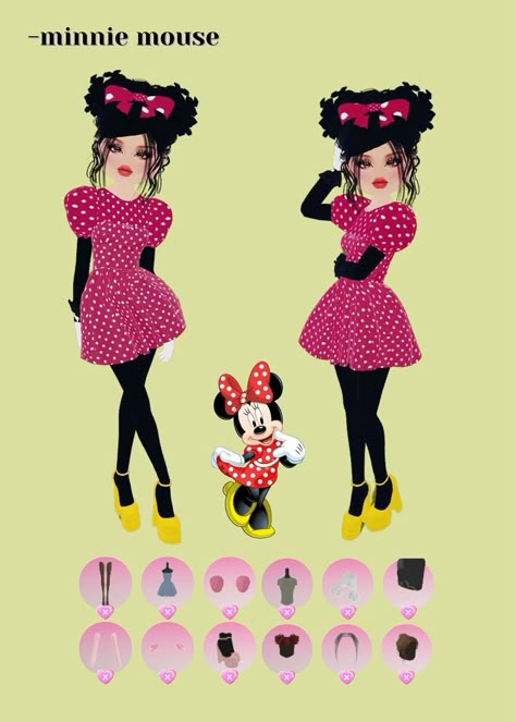 Minnie Mouse Dress To Impress, Cosplay Outfits Dress To Impress, Cosplay Dress To Impress Ideas, Dress To Impress Chic Theme, Cosplay Dti Outfits, Dti Cosplay Fits, Cosplay Dress To Impress, Halloween Couples Costumes, Duo Dress