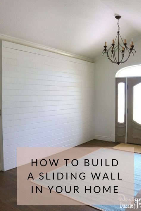 How To Build a Sliding Wall In Your Home - How To Build a Sliding Wall to Create a Secret Room. This may be a good way to hide our preps ➟ Sliding Door Room Dividers, Secret Walls, Fake Walls, Moveable Wall, Diy Sliding Door, False Wall, Sliding Room Dividers, Moving Walls, Ship Lap