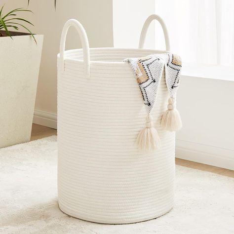 https://amzn.to/3QwoKAx Blanket Storage Nursery, Rope Laundry Basket, Tall Laundry Basket, Large Laundry Hamper, Woven Laundry Basket, Room Wishlist, Nursery Hamper, Collapsible Laundry Basket, Laundry Sorter