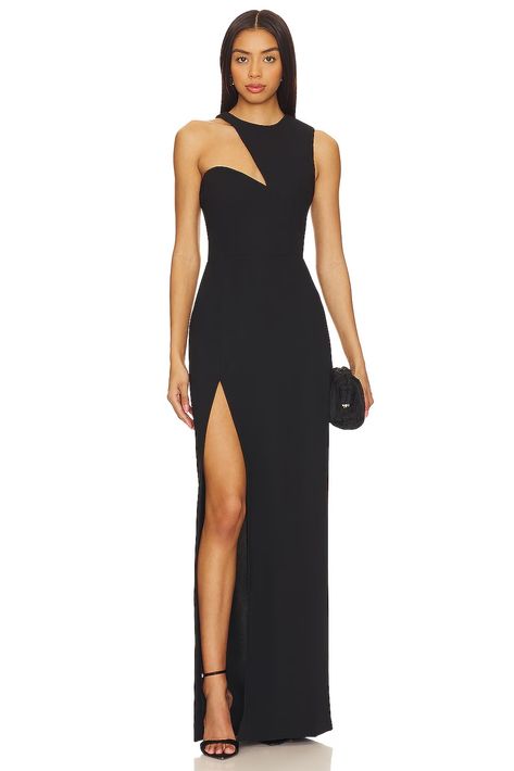 Amanda Uprichard X REVOLVE Gilda Gown in Black | REVOLVE James Bond Party Ideas, Manhattan Lifestyle, Bond Party, James Bond Party, Floral Evening Dresses, Luxe Clothing, Amanda Dress, Asymmetric Neckline, Amanda Uprichard