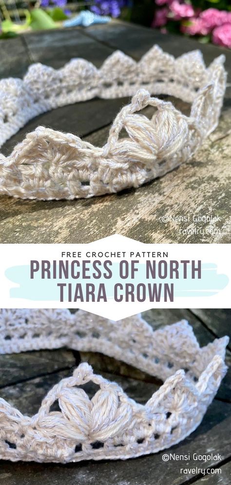 Crochet Crown Ear Warmer, Crochet Tiara Free Pattern Princesses, Crochet Tiara Headband, Tiara Crochet Pattern Free, Crocheted Crown Pattern Free, Crochet Princess Crown, Crochet Crown Patterns Free, Free Crochet Pattern Baby Headband, Crochet Crown Headband