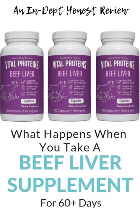 Vital Proteins Beef Liver Review - How it can help with healthy skin, hair and nails, reduce PMS symptoms, boost collagen and energy, help your metabolism, & improve digestion through Vitamin A, B12, Folate, Riboflavin, Zinc, Copper, and Choline. #collagen #healthyeating #antiaging #weightloss #healthy #healthyfood #fitness #health #wellness #wellnesswednesday #supplements #vitamins #skin #skincaretips  #fitness #weightloss #diet #nutrition #natural #naturalremedies #vitalproteins #beefliver Beef Liver Benefits, Liver Capsules, Liver Supplements, Boost Collagen, Vital Proteins, Beef Liver, Health Vitamins, Abdominal Fat, Diet Nutrition