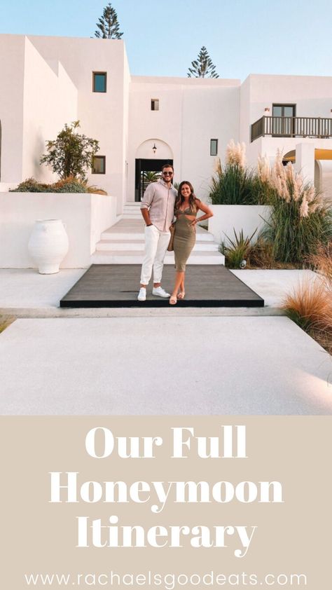 Our Full Honeymoon Itinerary - Rachael's Good Eats | #honeymoonitinerary #greecehoneymoon Italy And Greece Honeymoon, Greece Honeymoon Itinerary, Europe Honeymoon Itinerary, European Honeymoon Itinerary, Greece Honeymoon Outfits, Greek Honeymoon, Italy Honeymoon Itinerary, Santorini Greece Honeymoon, Turkey Honeymoon