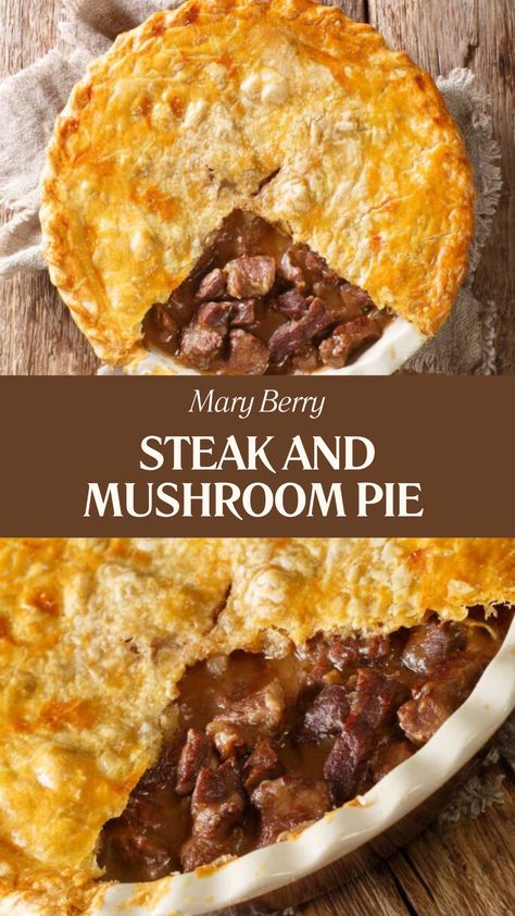 Mary Berry Steak And Mushroom Pie Epic Chunky Beef And Mushroom Pie, Beef Mushroom Pie, Savory Beef Pie, Easy Steak Pie Recipe, Steak Mushroom Pie, Steak And Mushroom Pie Recipes, Beef Pies Recipes, Pie Recipes Easy Savoury, Pie Charcuterie Board Ideas