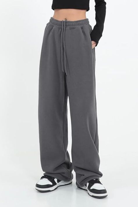 Experience the perfect blend of style and comfort with Women's Wide Leg Sweatpants. These casual, loose-fitting yoga pants are the epitome of cozy chic. Embrace the laid-back vibes with the comfy lounge joggers, featuring a trendy wide leg design for a touch of flair. Complete with convenient pockets, these baggy sweatpants redefine casual elegance. Elevate your relaxation game and stay on-trend effortlessly! 💖👖 #SweatPantsForWomen #WideLegSweatpants #CasualChic #ComfyLounge #JoggersFashion Sweatpants No Cuff, Wide Joggers, Aesthetic Sweatpants, Wide Leg Sweat Pants, Baggy Sweats, Jogger Pants Outfit, Bday Gifts, Pants Comfy, Work Fits