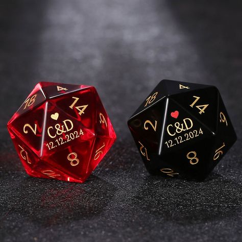 Explain the option situation 1. Only D20, which means that only one D20 is customized  2.Set of7 engrave D20, which means a complete set of dice combinations, in which only the maximum value of D20 is customized  3.Set of dice, which means that each maximum value of each of the seven dice is carved according to the custom content 4. Set of engraveD20&D6。 It means that the maximum value of D20 and D6 in a set of dice will be custom engraved Details - Luxury garnet Gemstone Dice - Seven precious p Nerd Wedding Favors, Geeky Wedding Favors, Dnd Wedding Decorations, Galaxy Wedding Favors, Dnd Wedding Favors, Dnd Wedding Decor, Dnd Bachelorette Party, D&d Themed Wedding, Cryptid Wedding