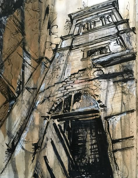 Derelict spaces - The Locarno Building Swindon. Mixed media drawing by L Waddell Gcse Architecture, Decorative Architecture, Architecture Texture, Landscape Texture, Alevel Art, Derelict Buildings, Portfolio Art, Drawing Architecture, Art Alevel