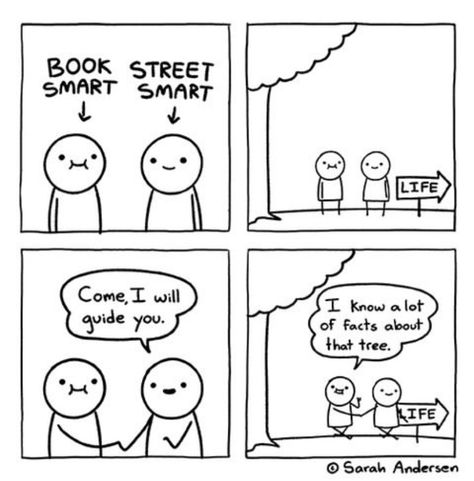 Sarah’s Scribbles Sarah's Scribbles, Sarah Andersen, Sarah Anderson, Book Smart, Street Smart, December 17, Smart Life, Harry Potter Memes, Colby